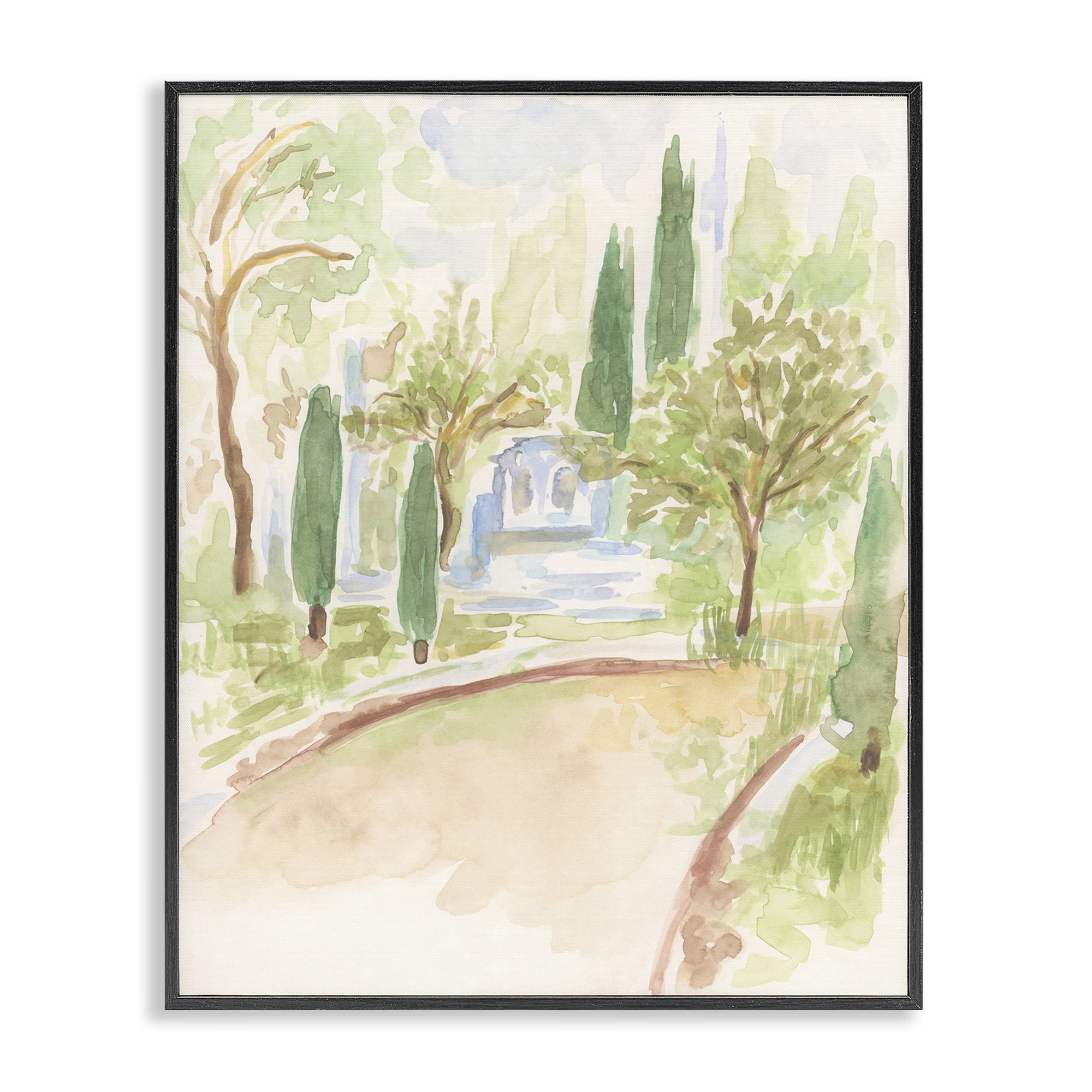 Stupell Industries Path to Cottage Abstract Landscape & Nature Painting Black Framed Art Print Wall Art, 16 x 20