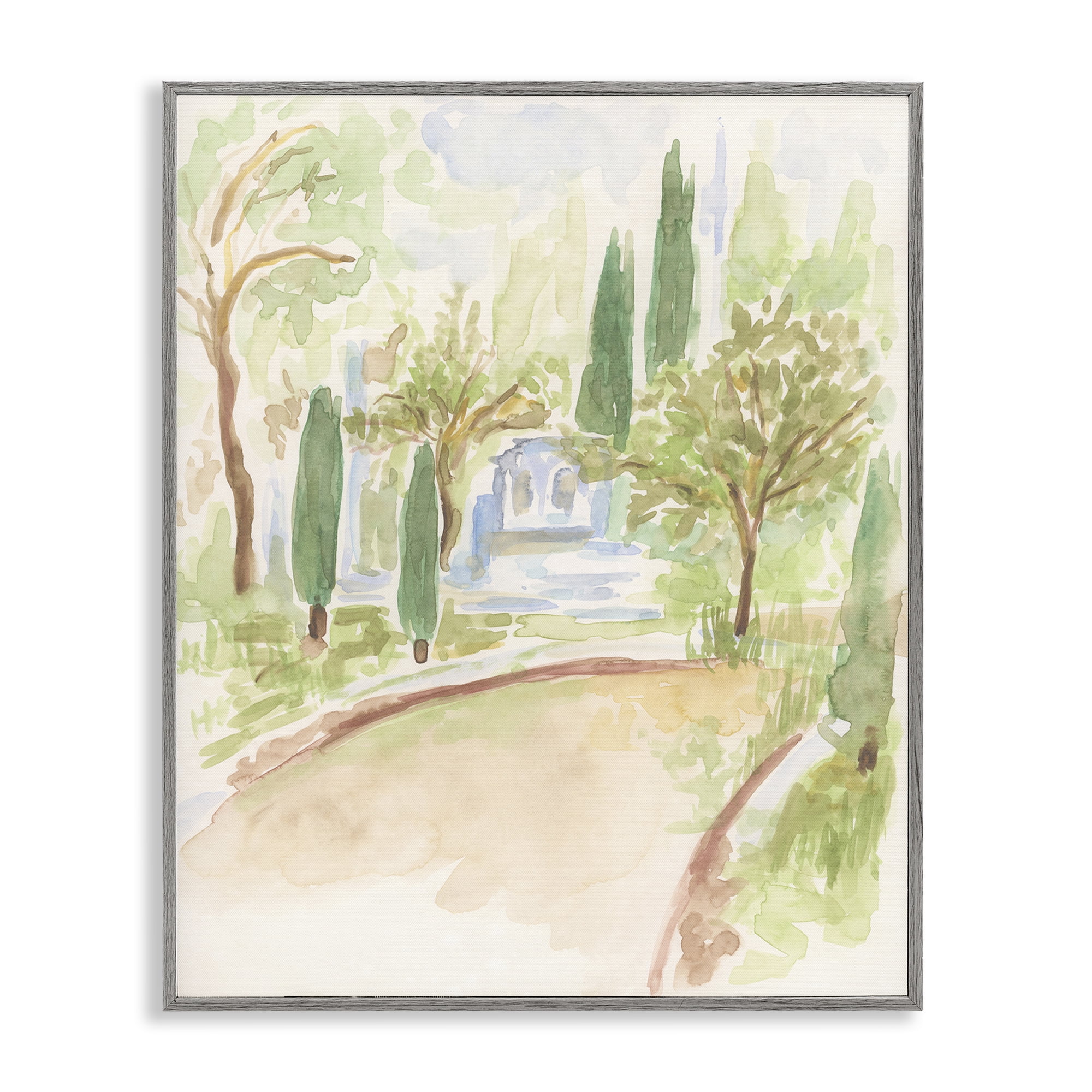 Stupell Industries Path to Cottage Abstract Landscape & Nature Painting Gray Framed Art Print Wall Art, 11 x 14