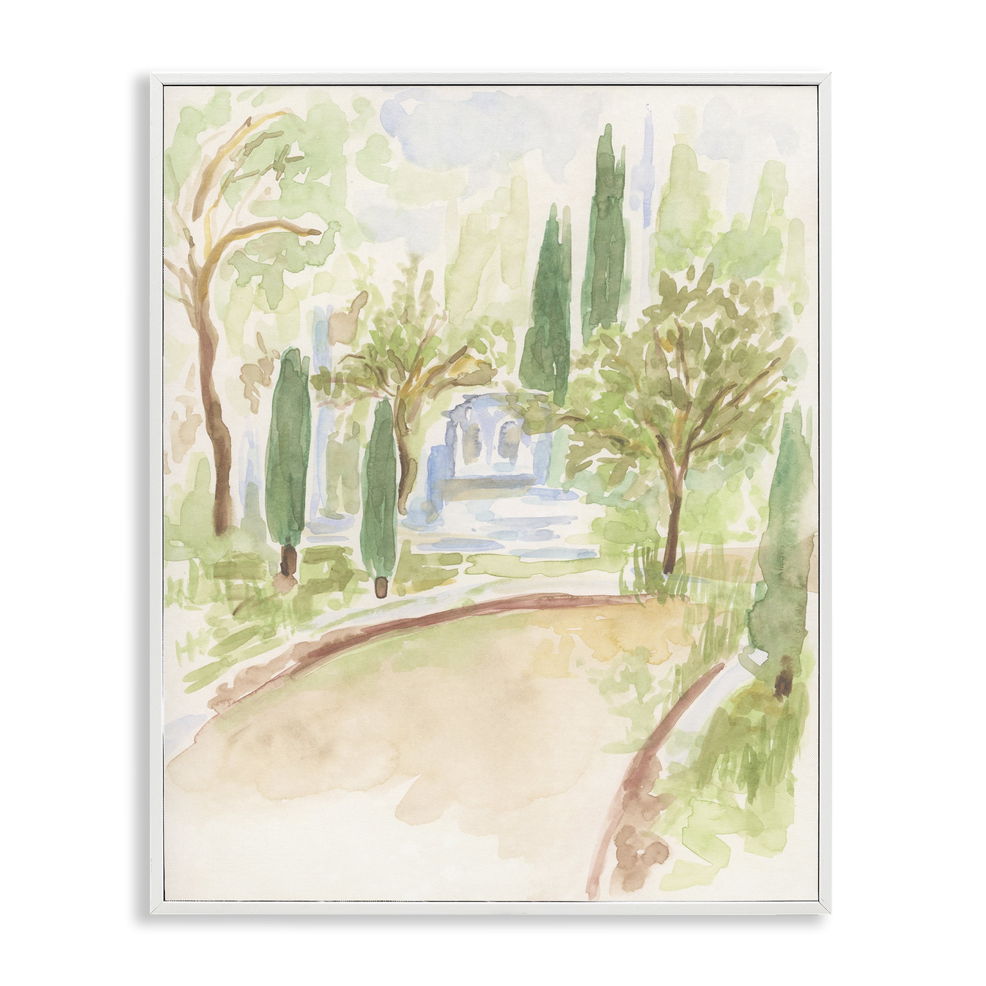 Stupell Industries Path to Cottage Abstract Landscape & Nature Painting White Framed Art Print Wall Art, 16 x 20