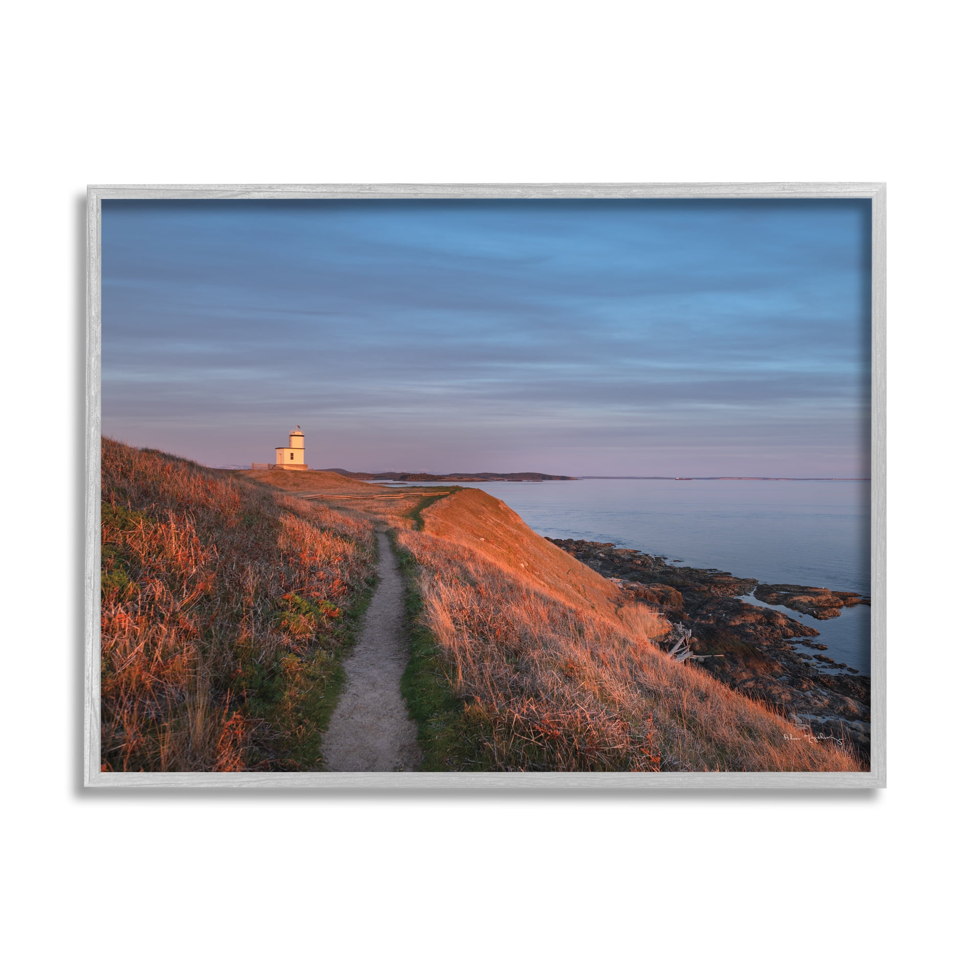 Stupell Industries Path to Lighthouse Landscape Photography Gray Framed Art Print Wall Art, 14 x 11