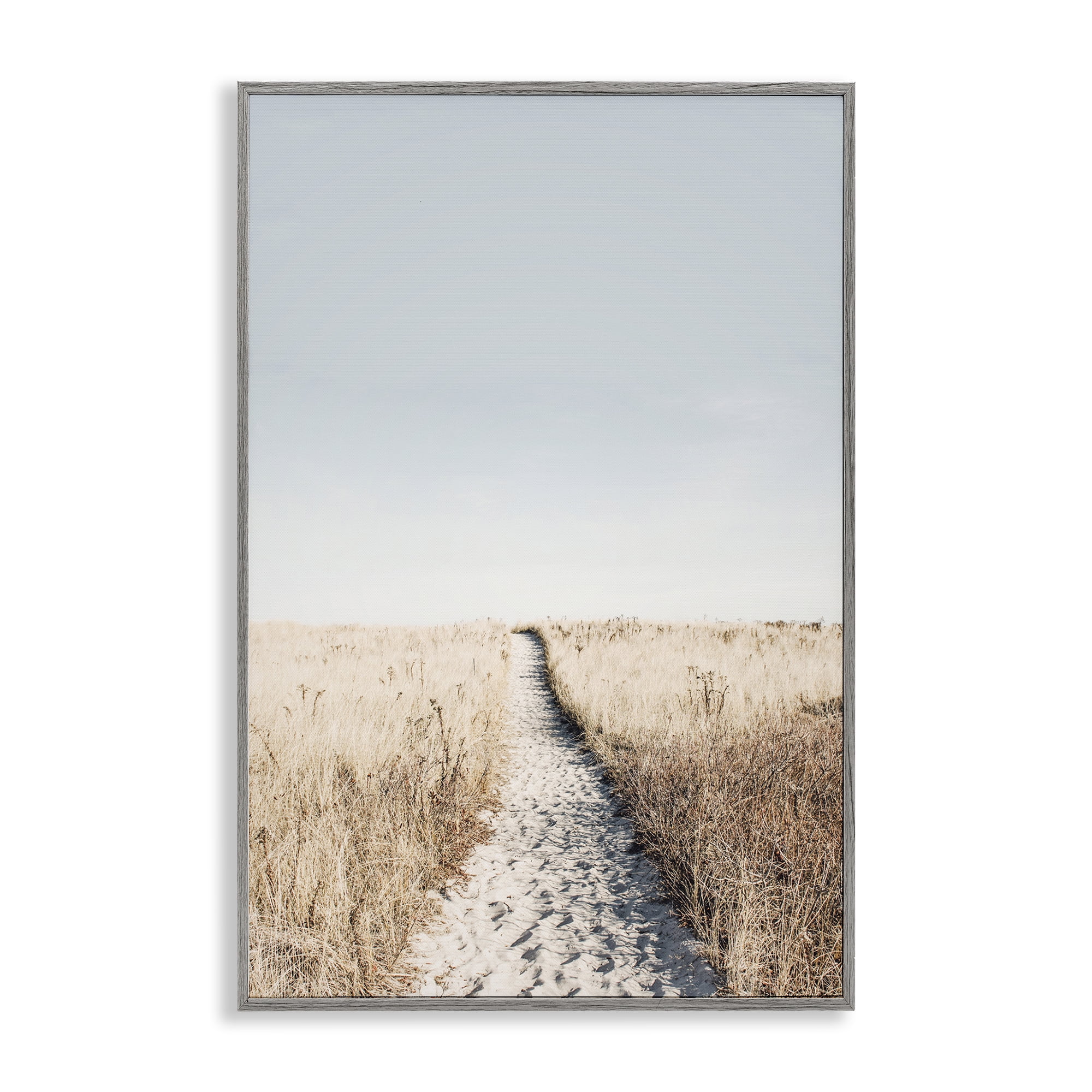 Stupell Industries Path with Sandy Footprints Landscape & Nature Photography Gray Framed Art Print Wall Art, 20 x 30