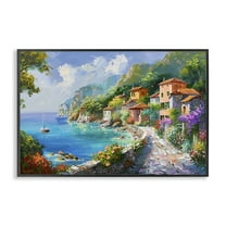Stupell Industries Pathway Along Coast Scenic & Cityscapes Painting Black Framed Art Print Wall Art, 18 x 12