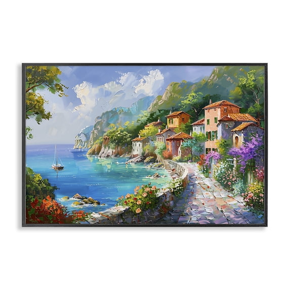 Stupell Industries Traditional Pathway Along Coast Black Framed Giclee Art, 18 x 12, by LSR Design Studio