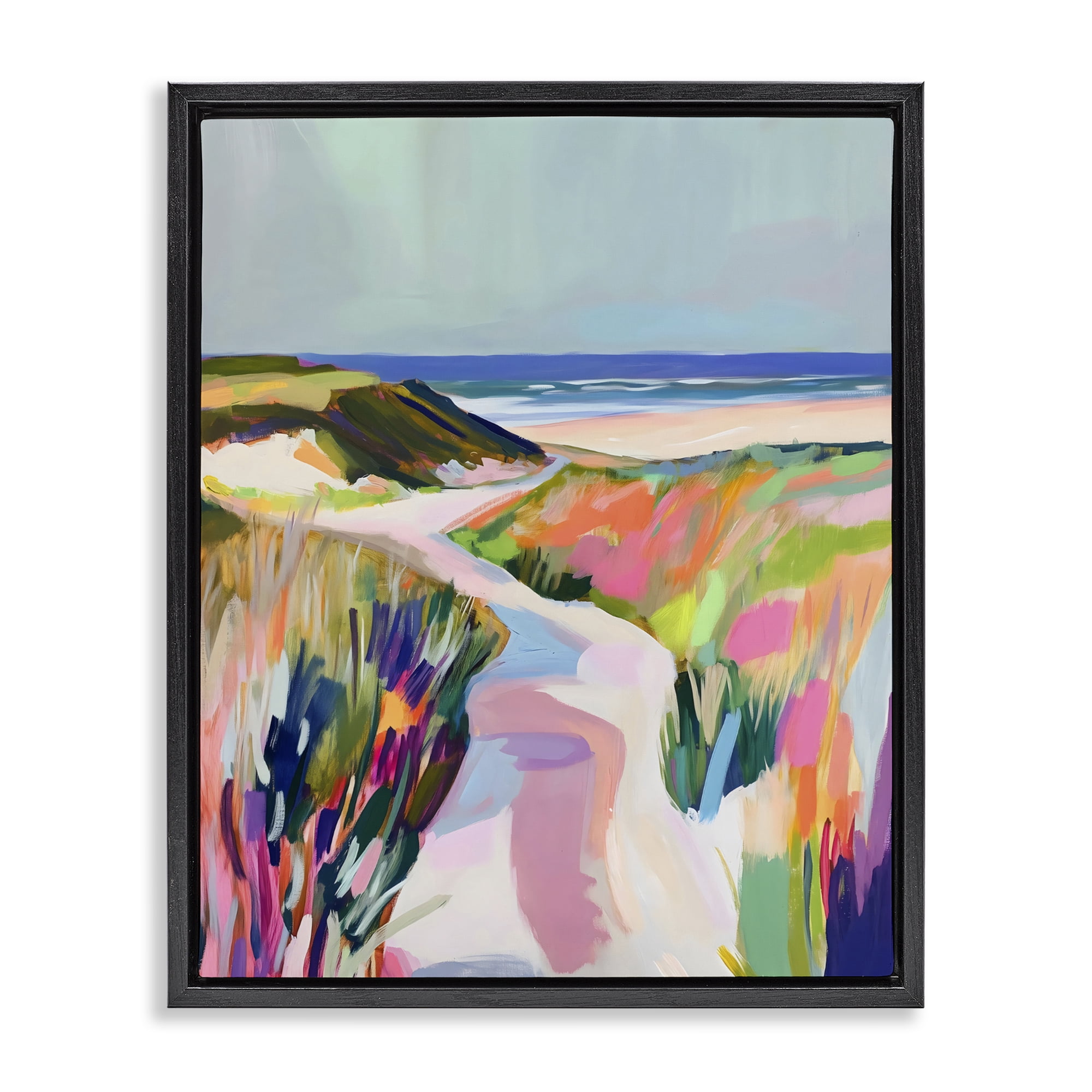Stupell Industries Pathway Through Pastel Sand Dunes Black Framed Floater Canvas Wall Art, design by The Prints Vibe
