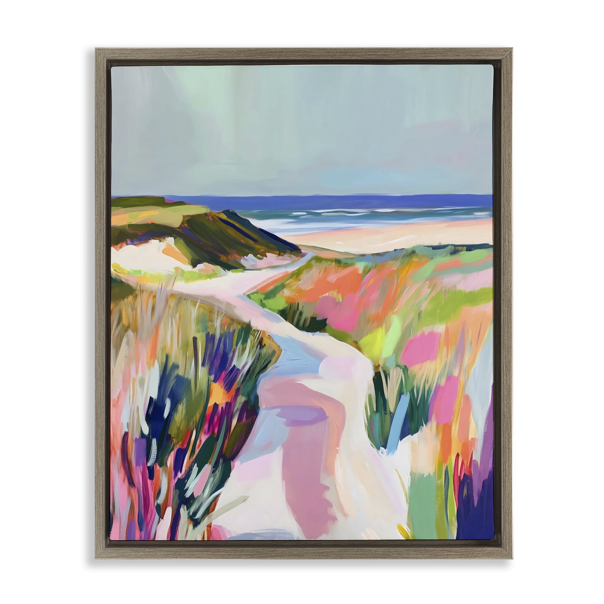 Stupell Industries Pathway Through Pastel Sand Dunes Brown Framed Floater Canvas Wall Art, design by The Prints Vibe