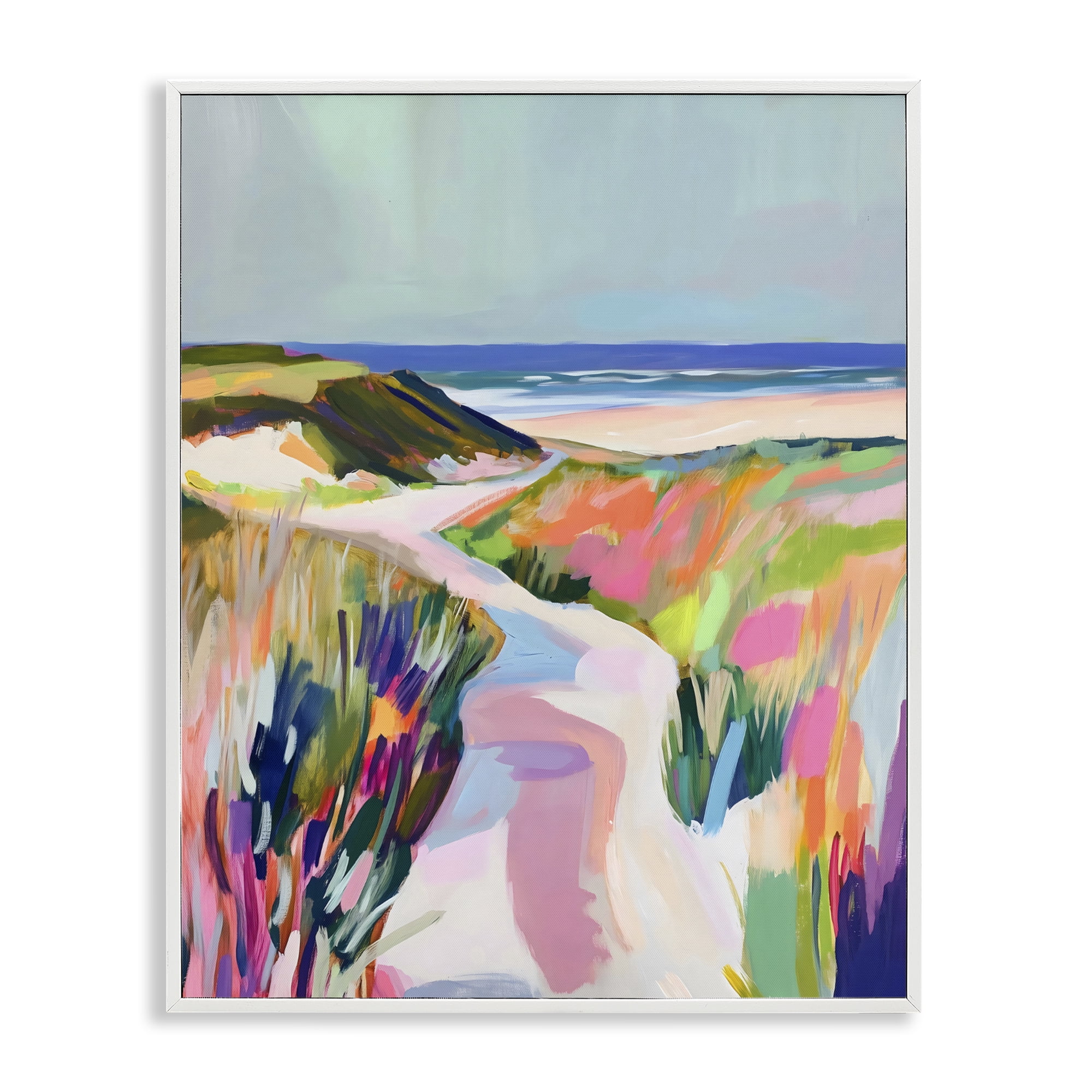 Stupell Industries Pathway Through Pastel Sand Dunes White Framed Giclee Art, design by The Prints Vibe