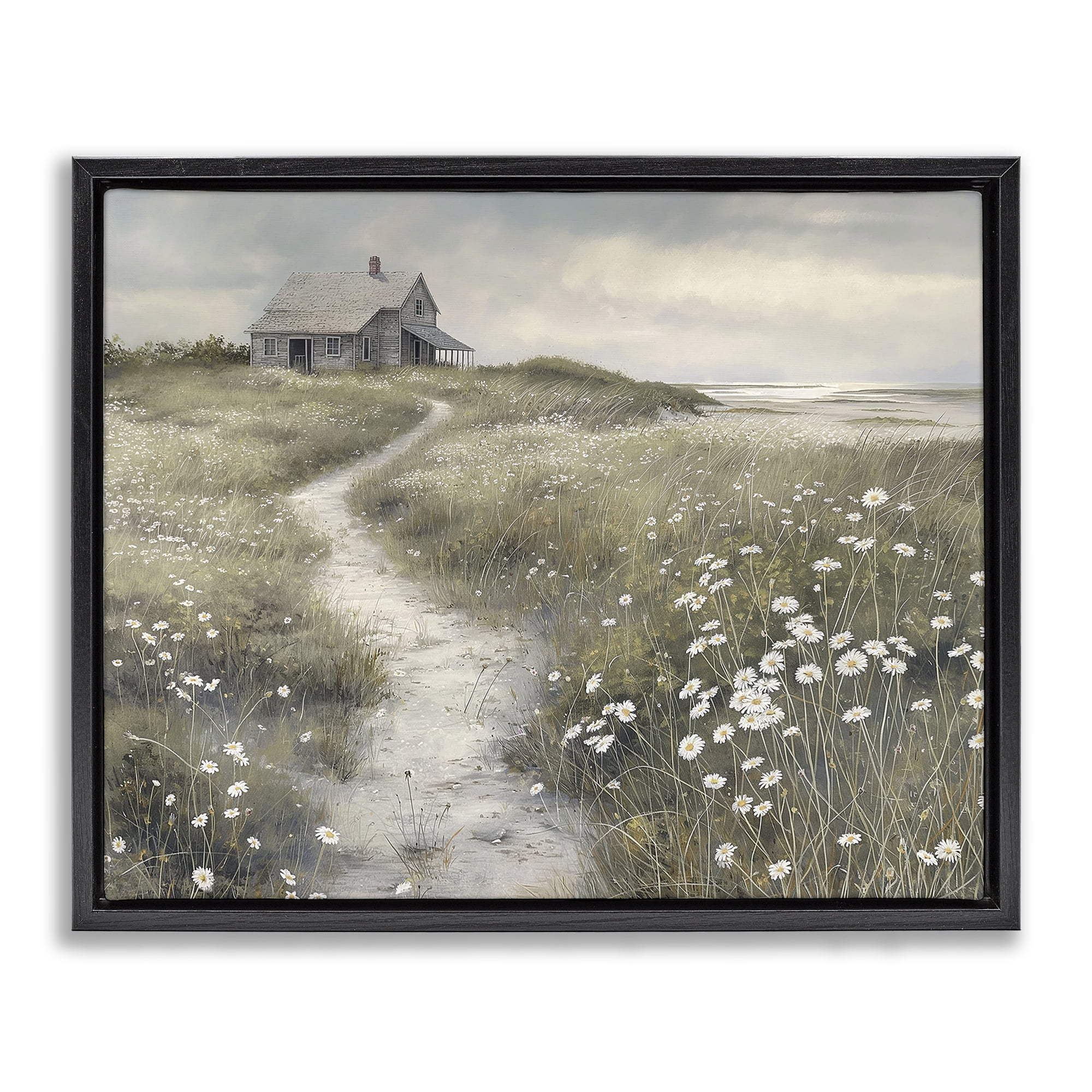 Stupell Industries Pathway To Coastal Cottage Black Framed Floater Canvas Wall Art, design by Imagine It Images