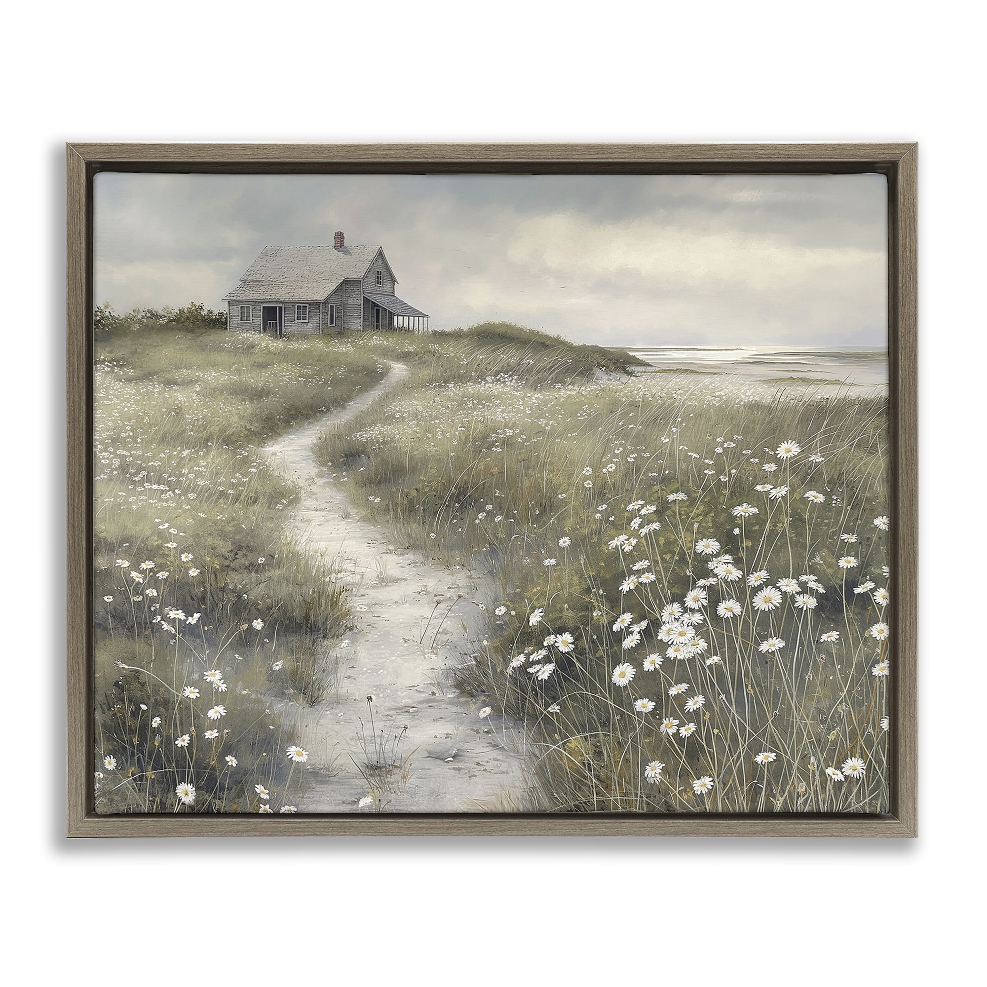 Stupell Industries Pathway To Coastal Cottage Brown Framed Floater Canvas Wall Art, design by Imagine It Images