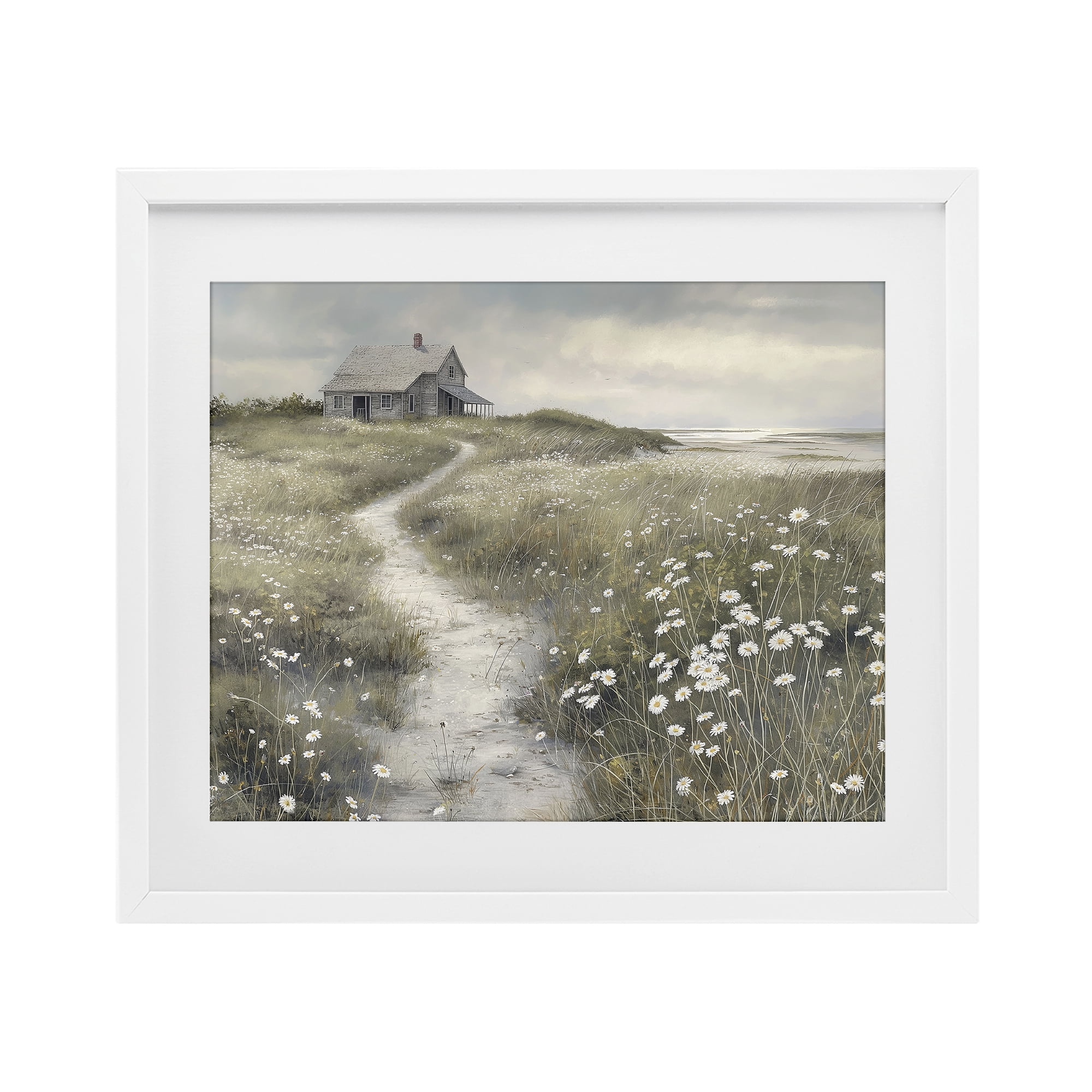 Stupell Industries Pathway To Coastal Cottage White Framed Print Under Glass, design by Imagine It Images