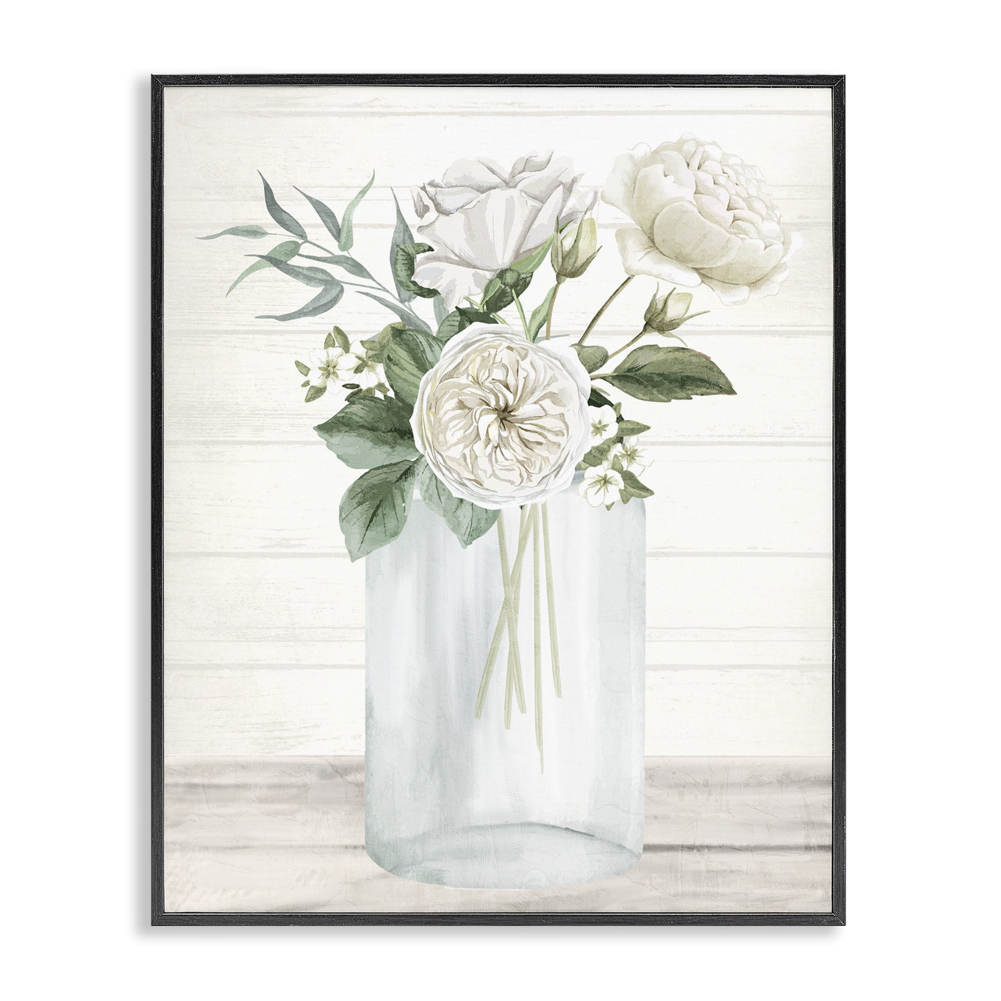 Stupell Industries Patience Flower Vase Black Framed Giclee Art, design by Kim Allen