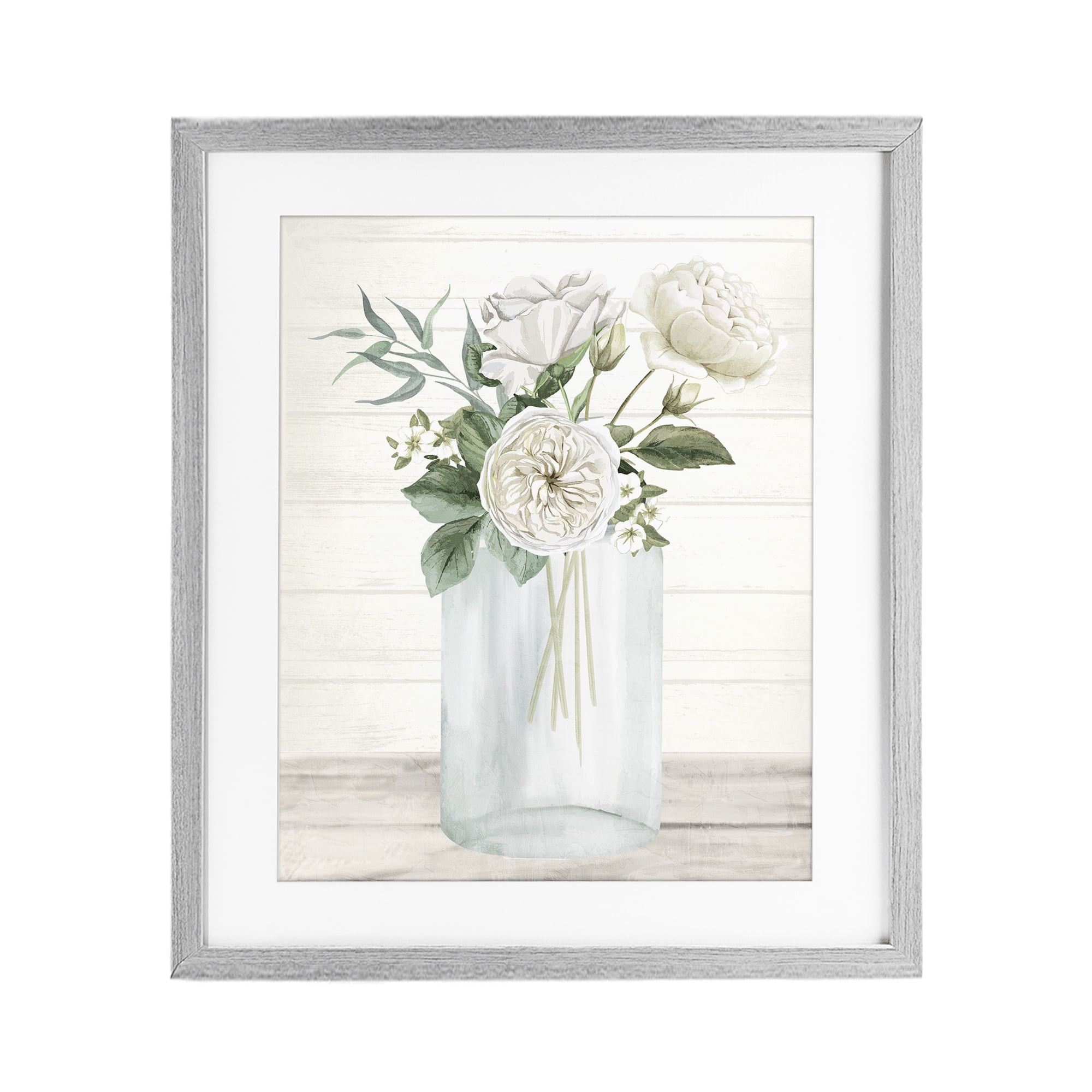 Stupell Industries Patience Flower Vase Gray Framed Print Under Glass, design by Kim Allen