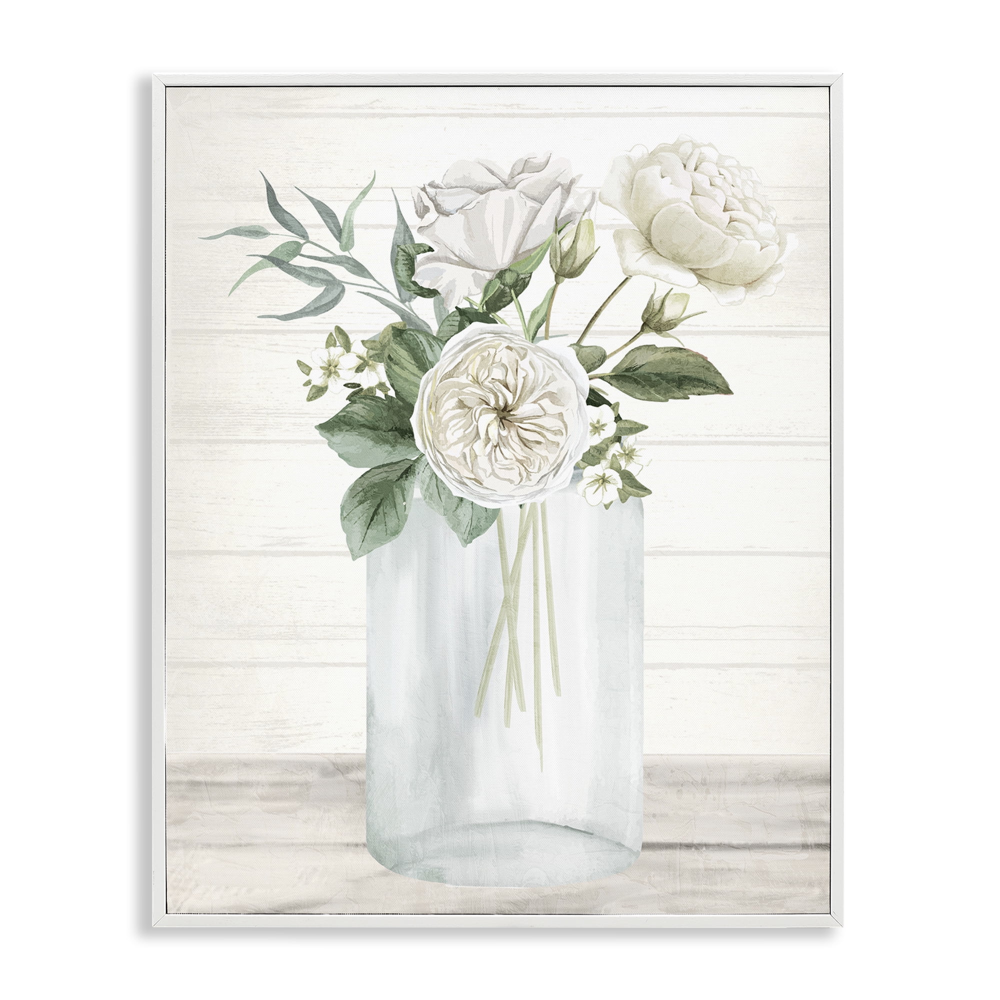 Stupell Industries Patience Flower Vase White Framed Giclee Art, design by Kim Allen