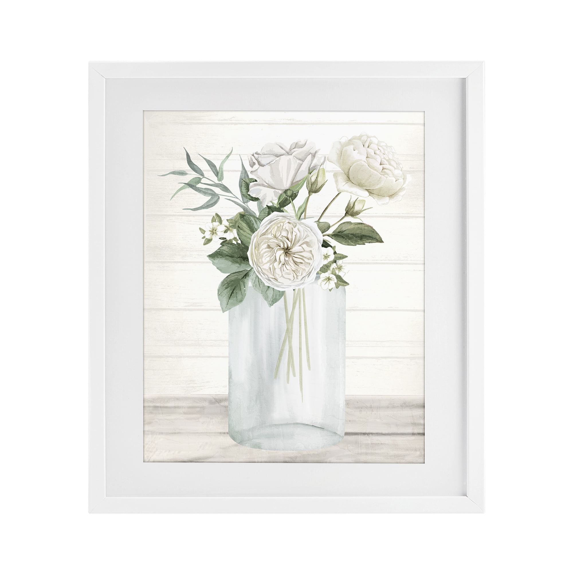 Stupell Industries Patience Flower Vase White Framed Print Under Glass, design by Kim Allen