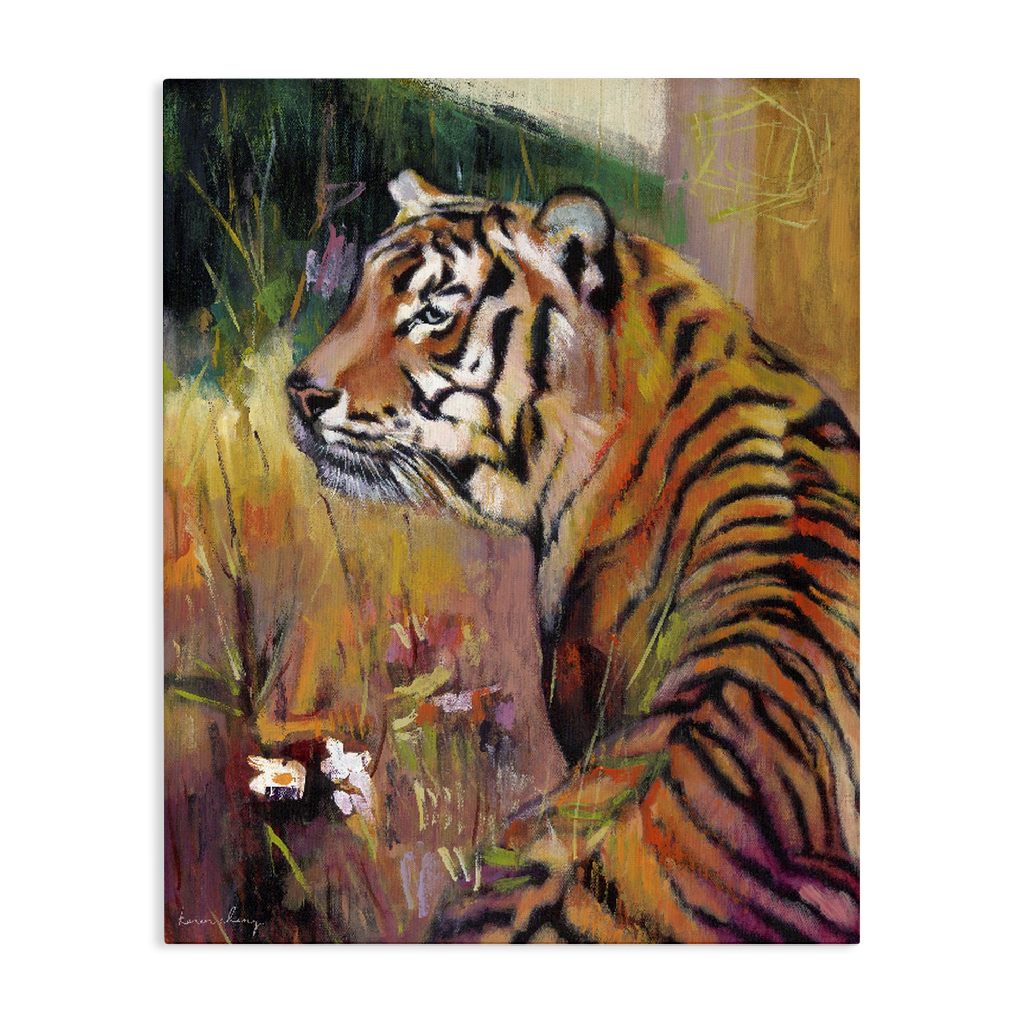 Stupell Industries Patience Tiger in Wait Canvas Wall Art, design by Karen Chang