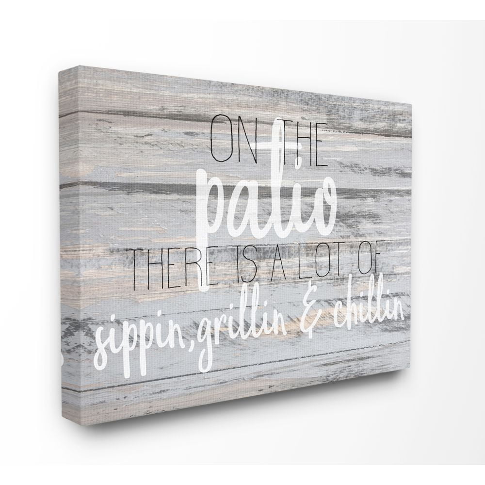 Stupell Industries Patio Country Home Wood Textured Word Design Canvas Wall Art by Kimberly Allen