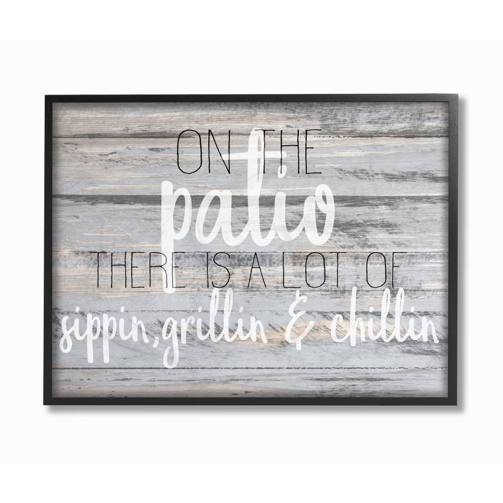 Stupell Industries Patio Country Home Wood Textured Word Design Framed Giclee Texturized Art by Kimberly Allen