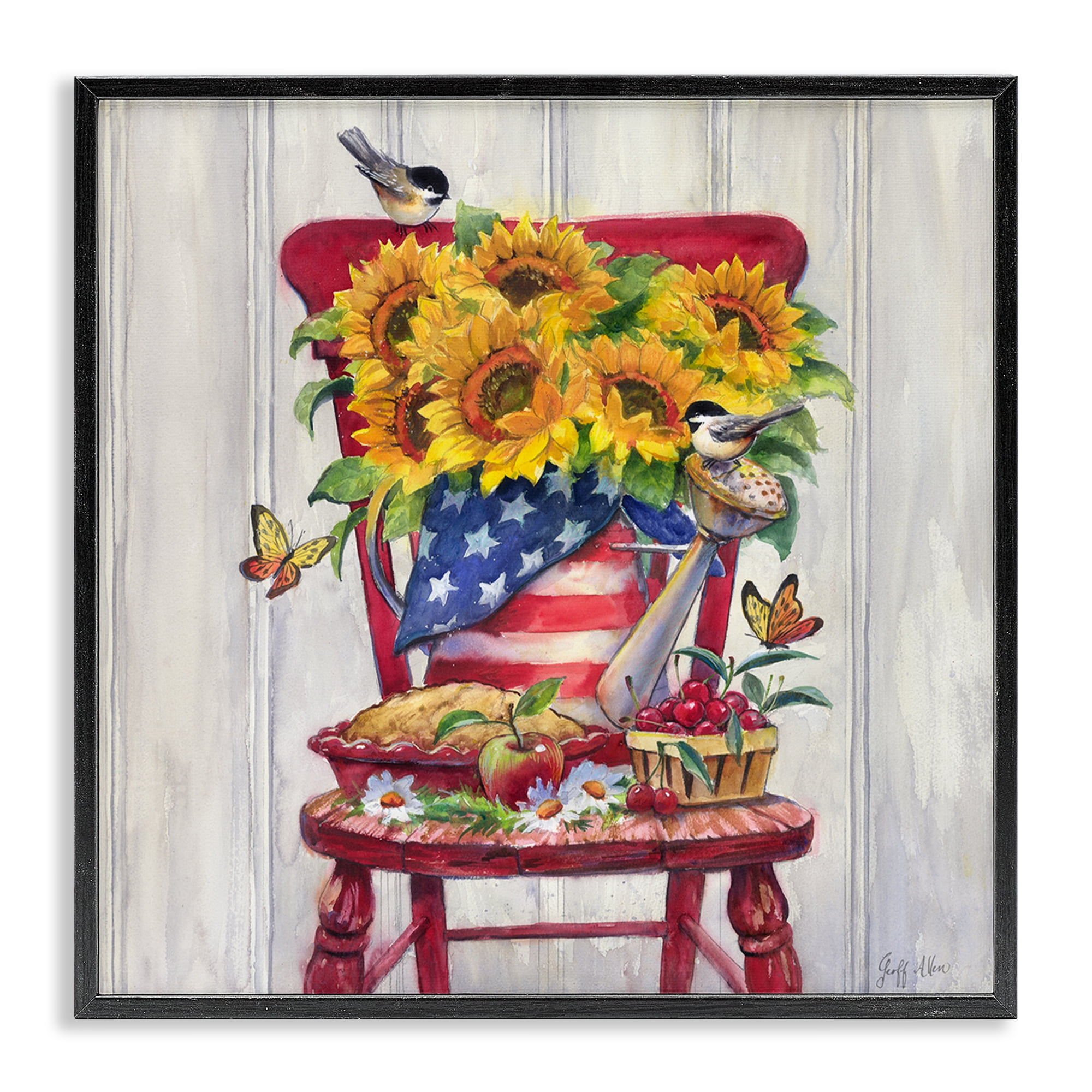 Stupell Industries Patriot Porch Still Life Patriotic Painting Black Framed Art Print Wall Art, 17 x 17