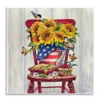 Stupell Industries Patriot Porch Still Life Patriotic Painting Unframed Art Print Wall Art, 12 x 12