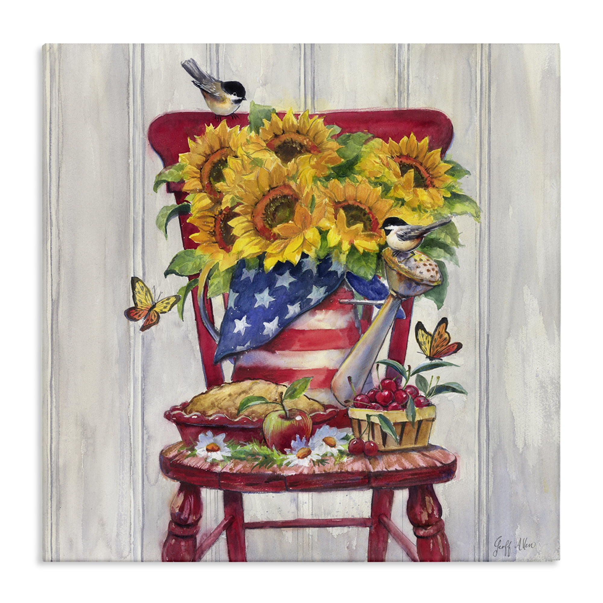 Stupell Industries Patriot Porch Still Life Patriotic Painting Wrapped Canvas Art Print Wall Art, 17 x 17