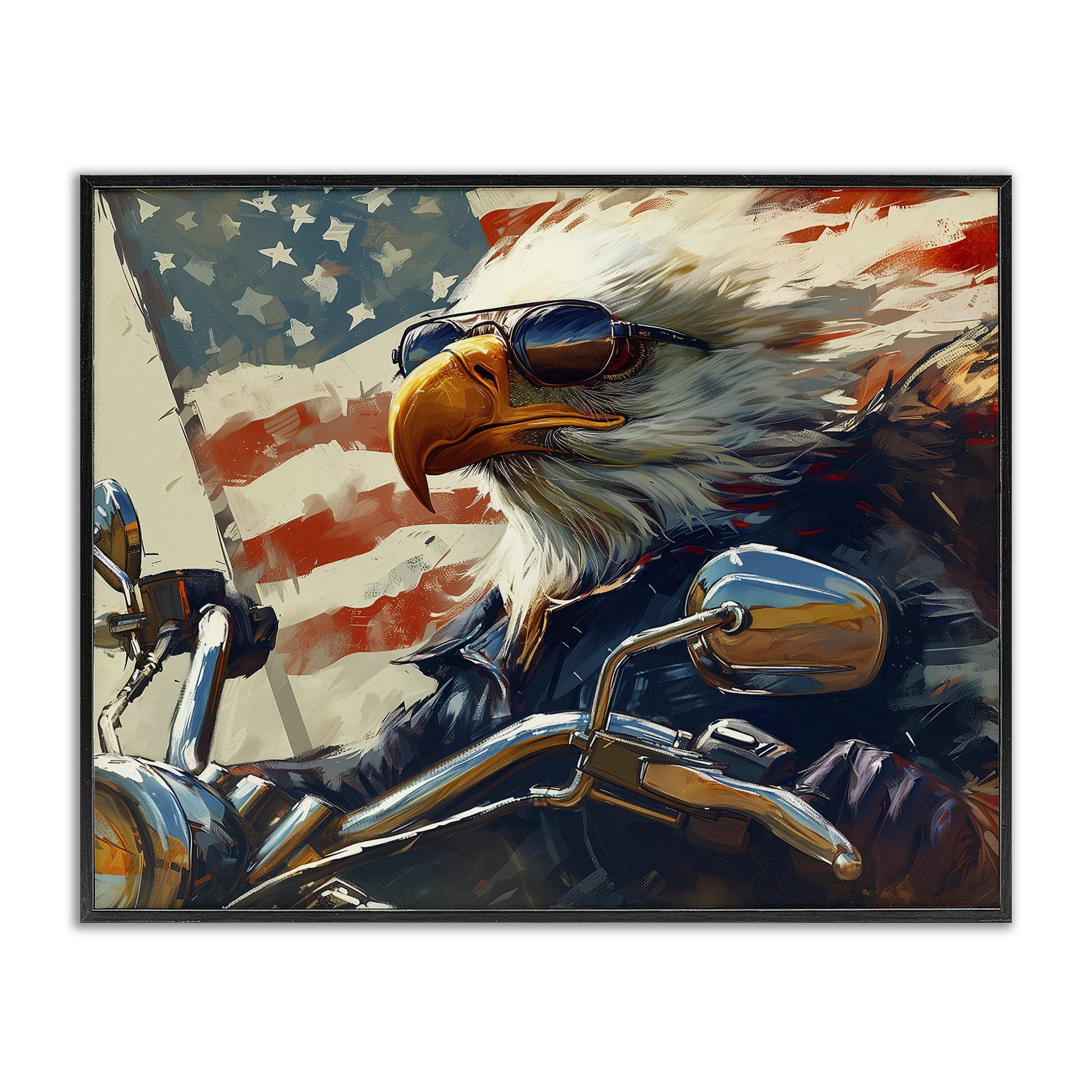 Stupell Industries Patriotic Bald Eagle Animals & Insects Painting Black Framed Art Print Wall Art, 14 x 11