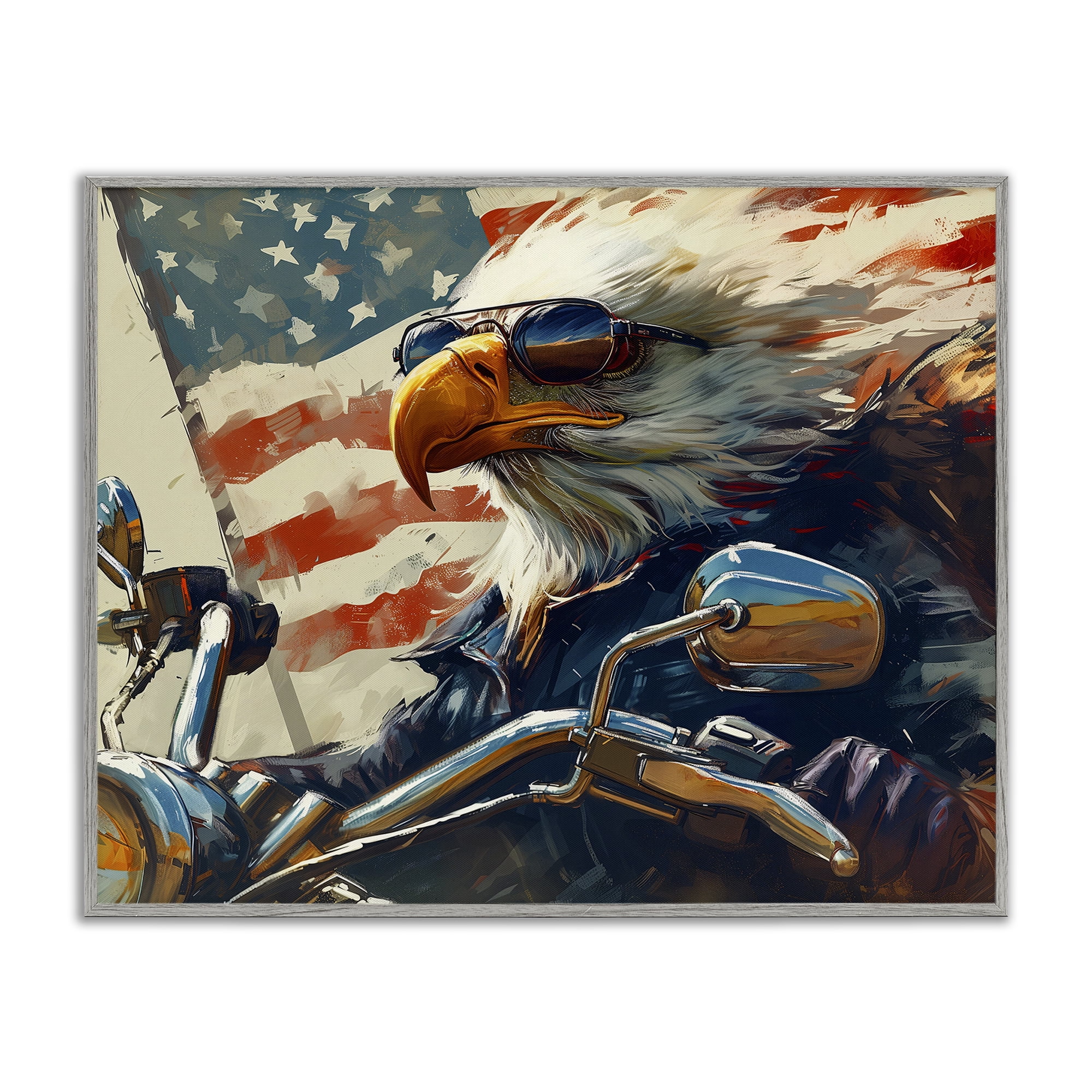 Stupell Industries Patriotic Bald Eagle Animals & Insects Painting Gray Framed Art Print Wall Art, 30 x 24