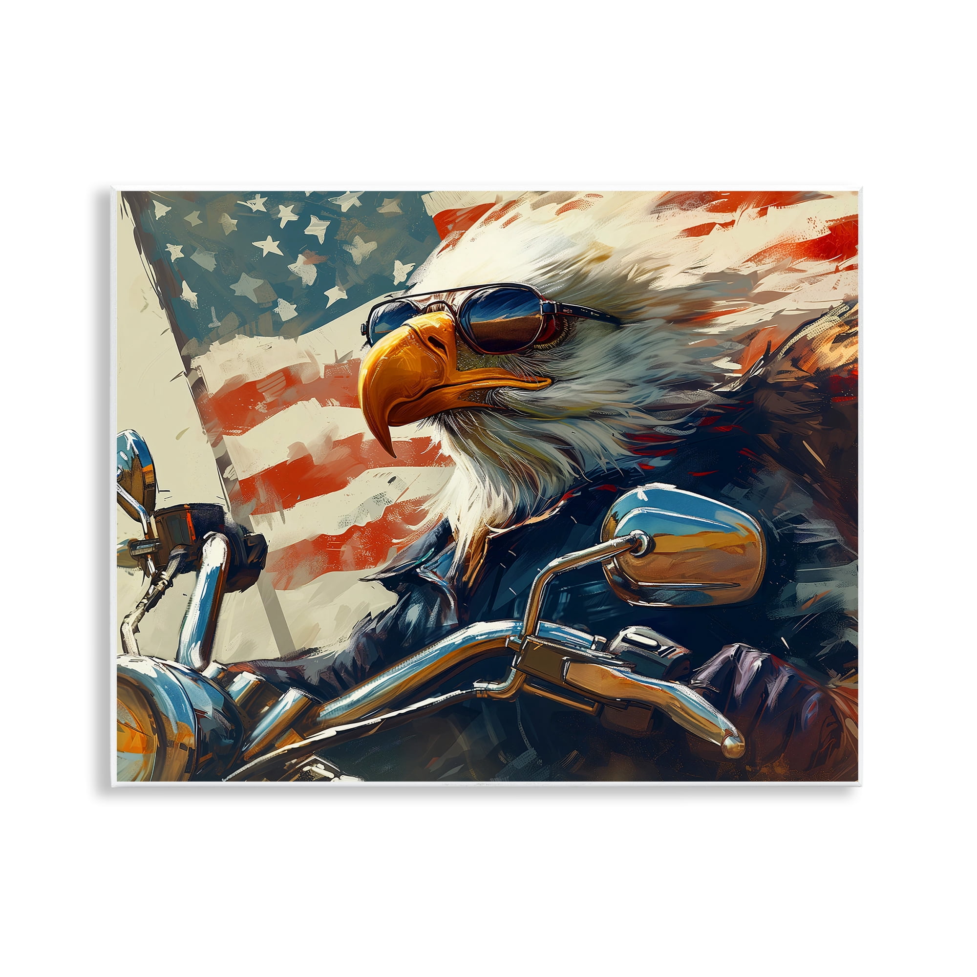 Stupell Industries Patriotic Bald Eagle Animals & Insects Painting Unframed Art Print Wall Art, 14 x 11