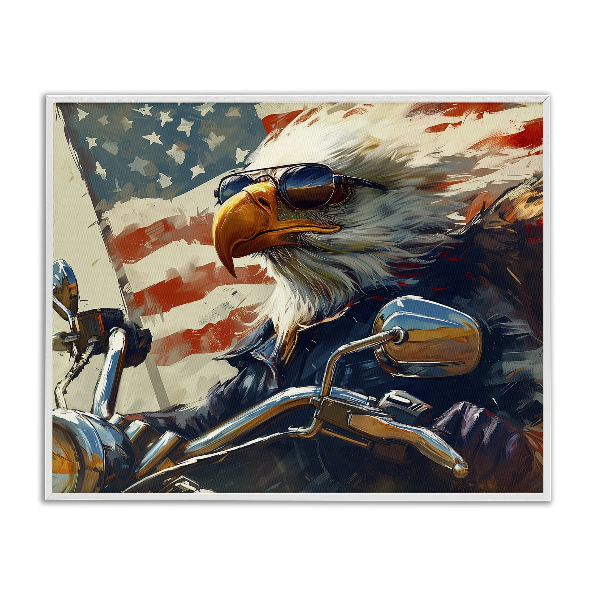 Stupell Industries Patriotic Bald Eagle Animals & Insects Painting White Framed Art Print Wall Art, 30 x 24
