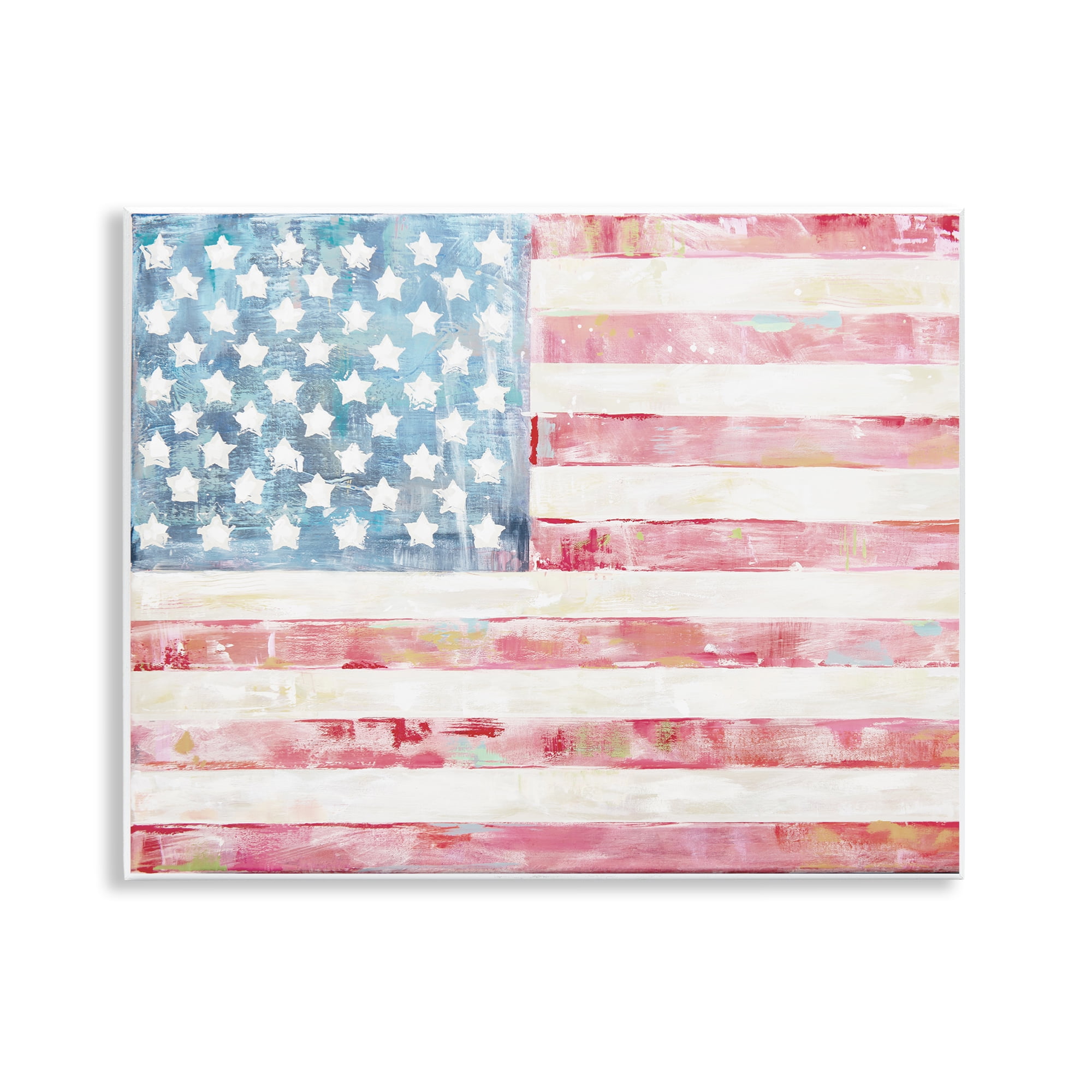 Stupell Industries Patriotic Brushed Flag Town & City Painting Unframed Art Print Wall Art, 14 x 11