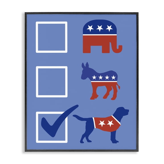 Stupell Industries Patriotic Dog Voting Election Black Framed Giclee Art design by Jedco Brands, Inc., 14 x 11