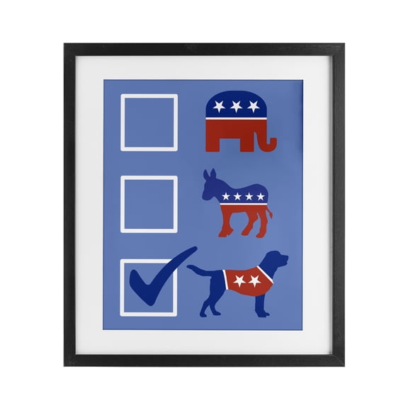 Stupell Industries Patriotic Dog Voting Election Black Framed Print Under Glass design by Jedco Brands, Inc., 16 x 13