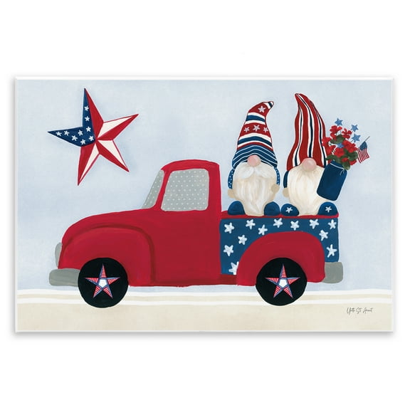 Stupell Industries Patriotic Gnomes in Truck Patriotic Painting Unframed Art Print Wall Art, 15 x 10