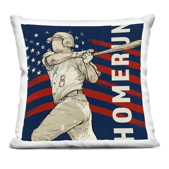 Stupell Industries Patriotic Home Run Baseballer Decorative Printed Throw Pillow, design by LightBoxJournal