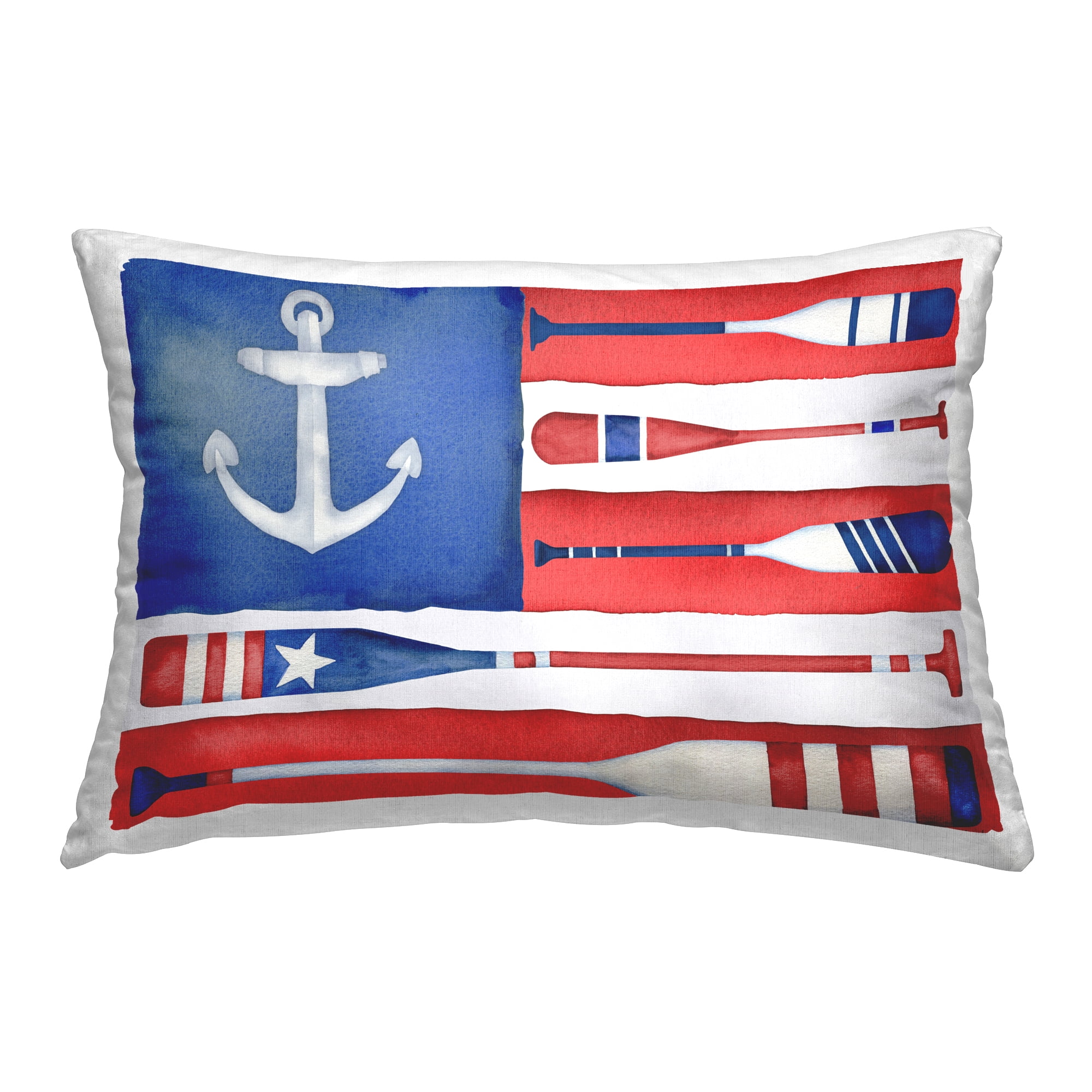 Stupell Industries Patriotic Oar Flag Decorative Printed Throw Pillow Design by Paul Brent.