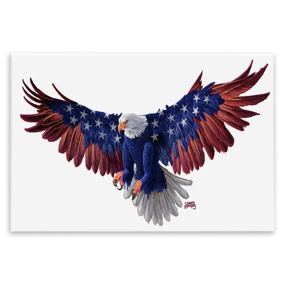 Stupell Industries Patriotic Pattern Eagle Americana Painting Unframed Art Print Wall Art, 15 x 10