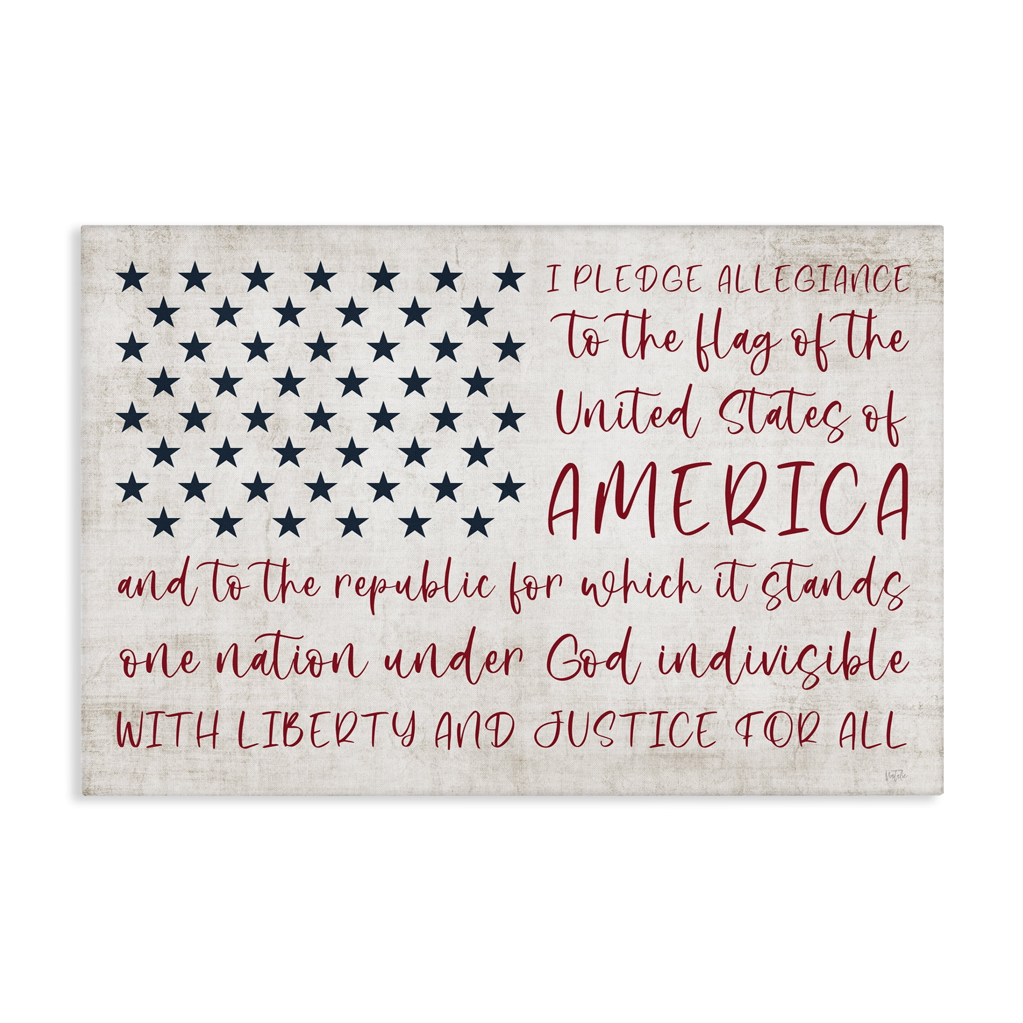 Stupell Industries Patriotic Pledge of Allegiance Patriotic Painting Wrapped Canvas Art Print Wall Art, 45 x 30
