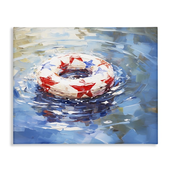 Stupell Industries Patriotic Pool Floatie Americana Painting Wrapped Canvas Canvas Art Print Wall Art, 48 x 36