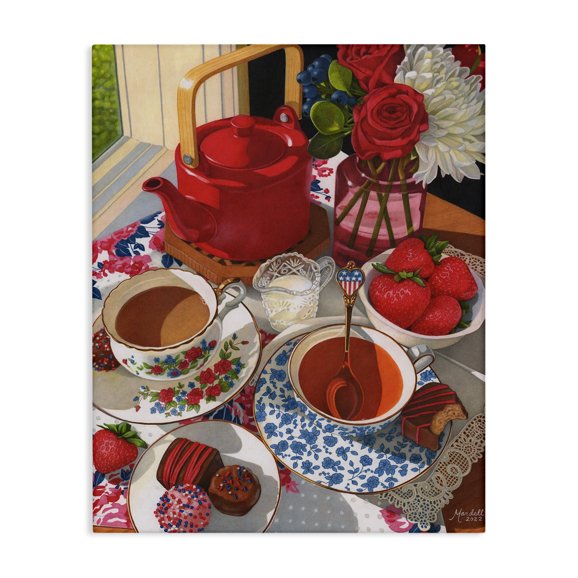 Stupell Industries Patriotic Tea Party Food & Beverage Painting Gallery Wrapped Canvas Art Print Wall Art, 36 x 48