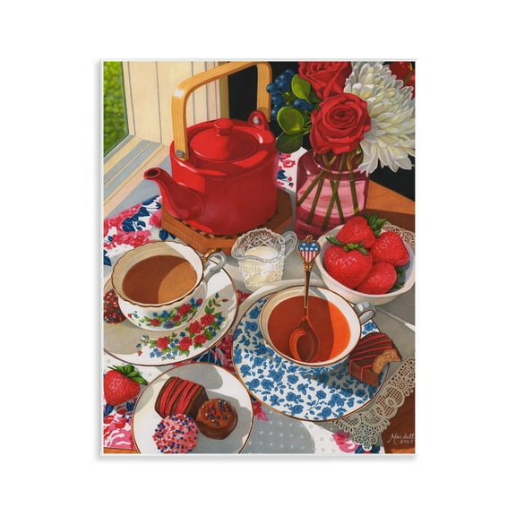 Stupell Industries Patriotic Tea Party Food & Beverage Painting Unframed Art Print Wall Art, 11 x 14