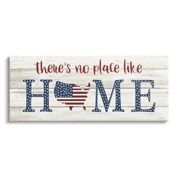Stupell Industries Patriotic There's No Place Like Home Phrase Americana, 24 x 10, Design by Natalie Carpentieri