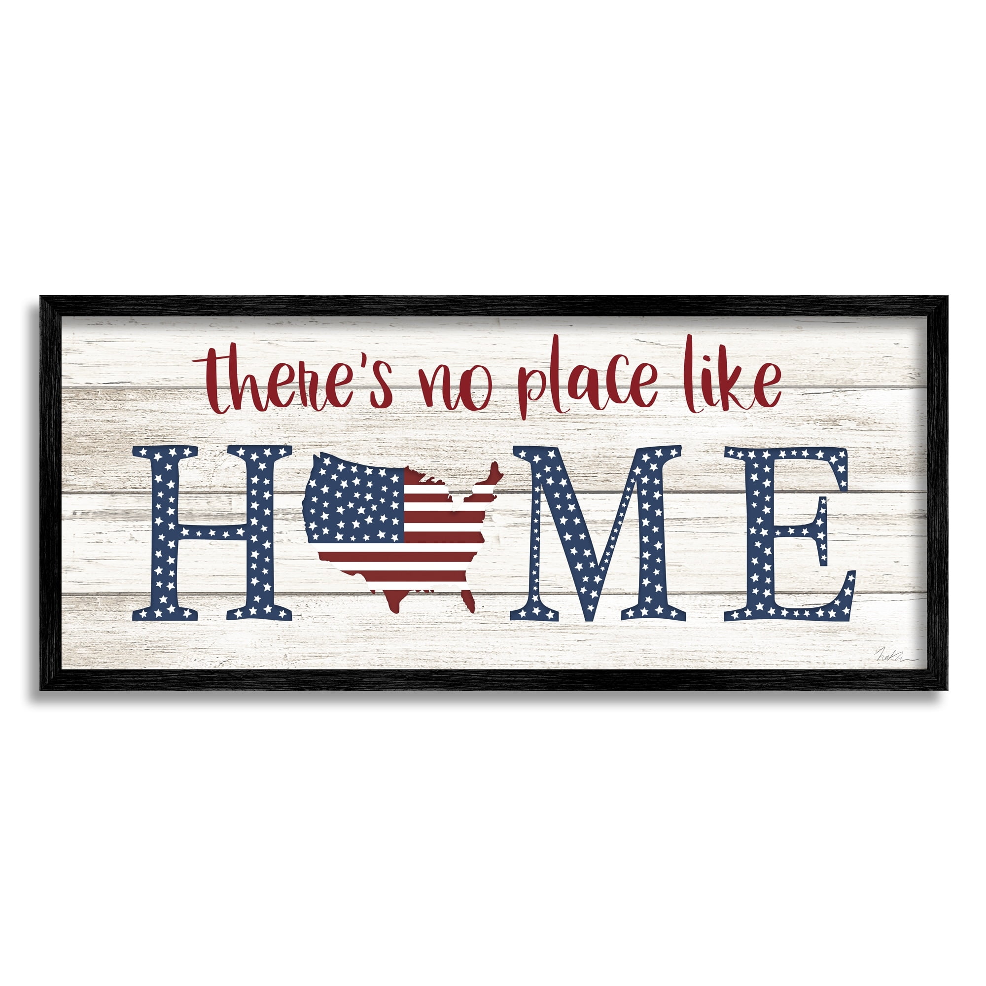 Stupell Industries Patriotic There's No Place Like Home Phrase Americana, 24 x 10, Design by Natalie Carpentieri