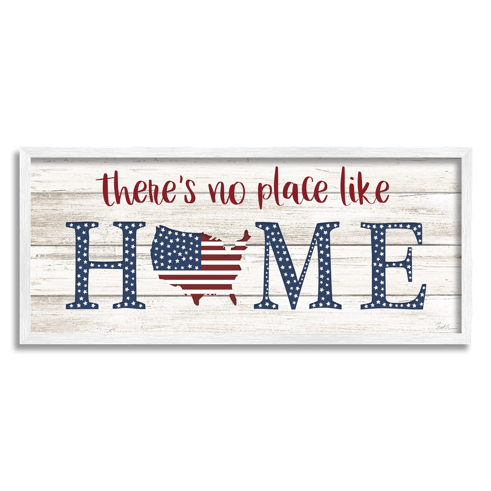 Stupell Industries Patriotic There's No Place Like Home Phrase Americana, 30 x 13, Design by Natalie Carpentieri