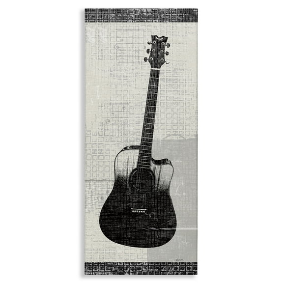 Stupell Industries Patterned Acoustic Guitar Performing Arts Painting Gallery Wrapped Canvas Art Print Wall Art, 10 x 24