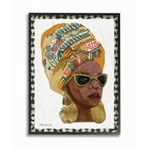 Stupell Industries Patterned African Fashion Model Painting Framed Wall Art by Stellar Desgin Studio, 11" x 14", Black Framed