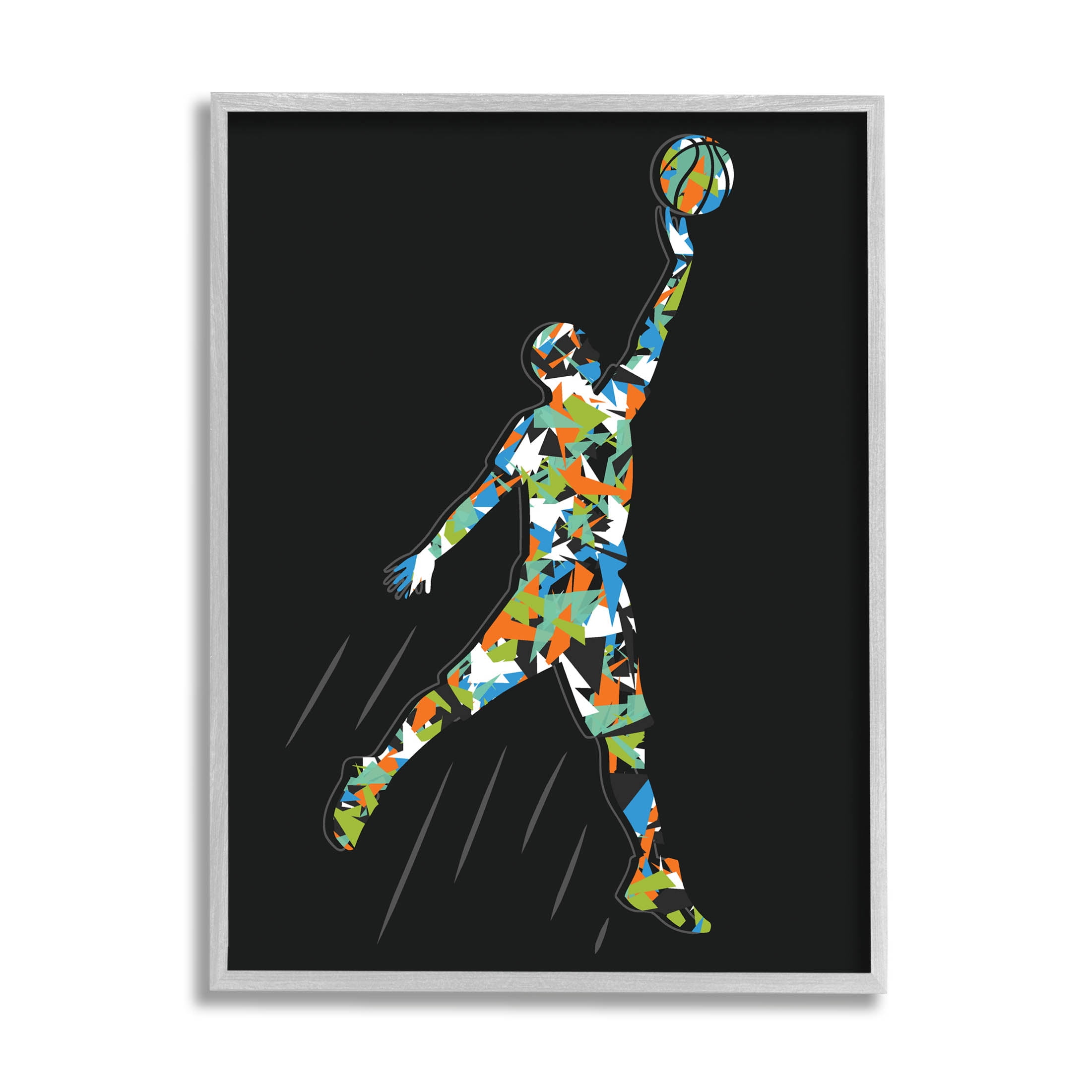 Stupell Industries Patterned Basketball Player Ball Graphic Art Gray Framed Art Print Wall Art, Design by Arrolynn Weiderhold