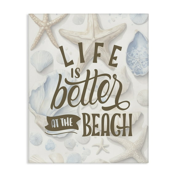 Stupell Industries Patterned Beach Phrase Typography Painting Gallery Wrapped Canvas Art Print Wall Art, 16 x 20