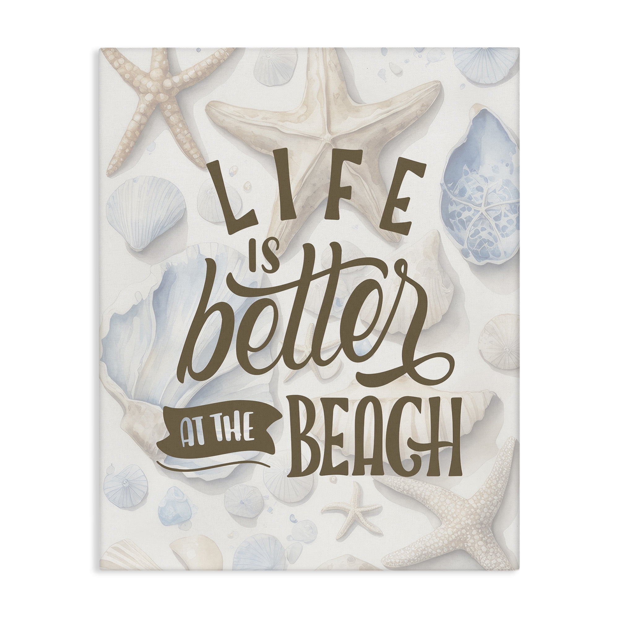 Stupell Industries Patterned Beach Phrase Typography Painting Gallery Wrapped Canvas Art Print Wall Art, 36 x 48
