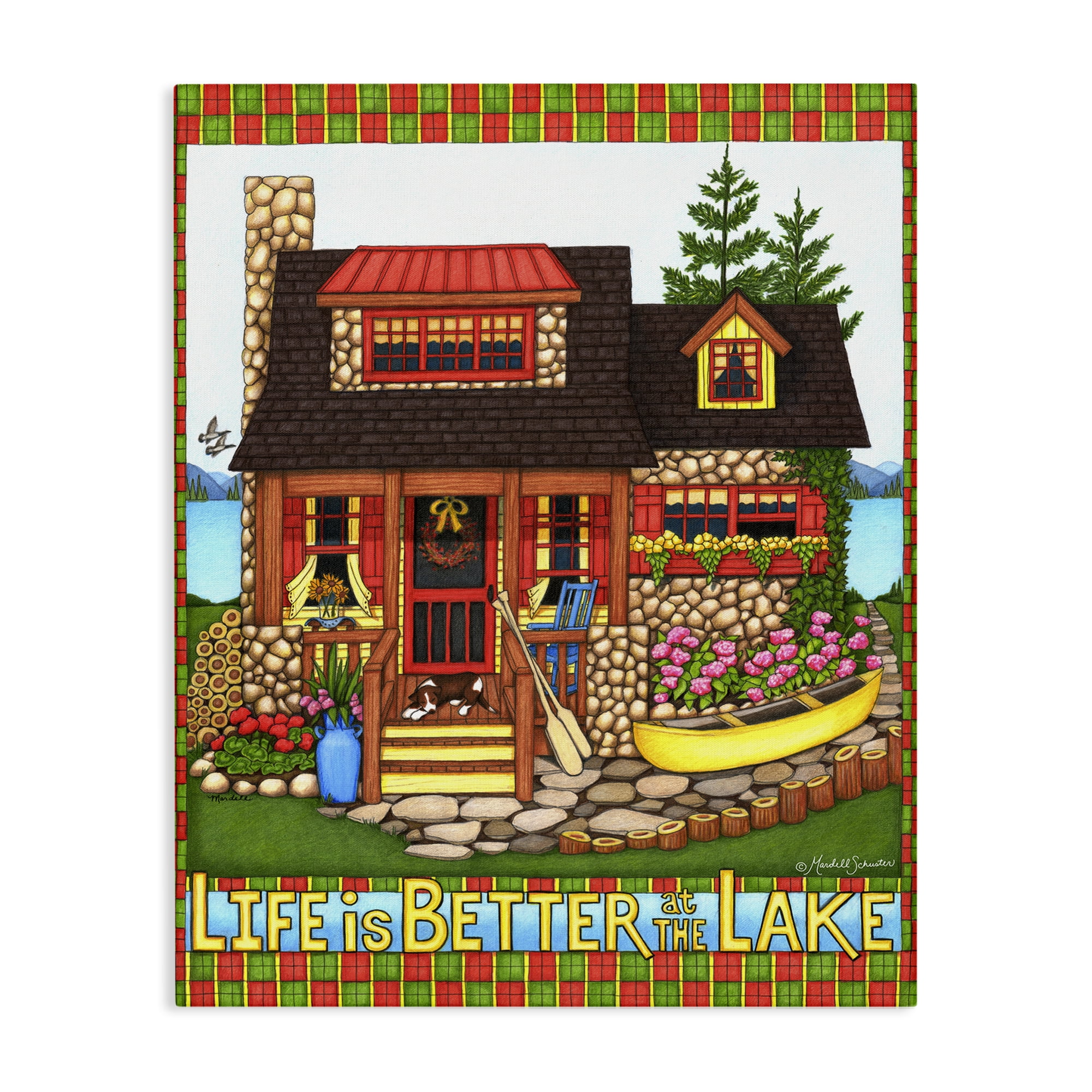 Stupell Industries Patterned Better At Lake Landscape & Nature Painting Wrapped Canvas Art Print Wall Art, 30 x 40