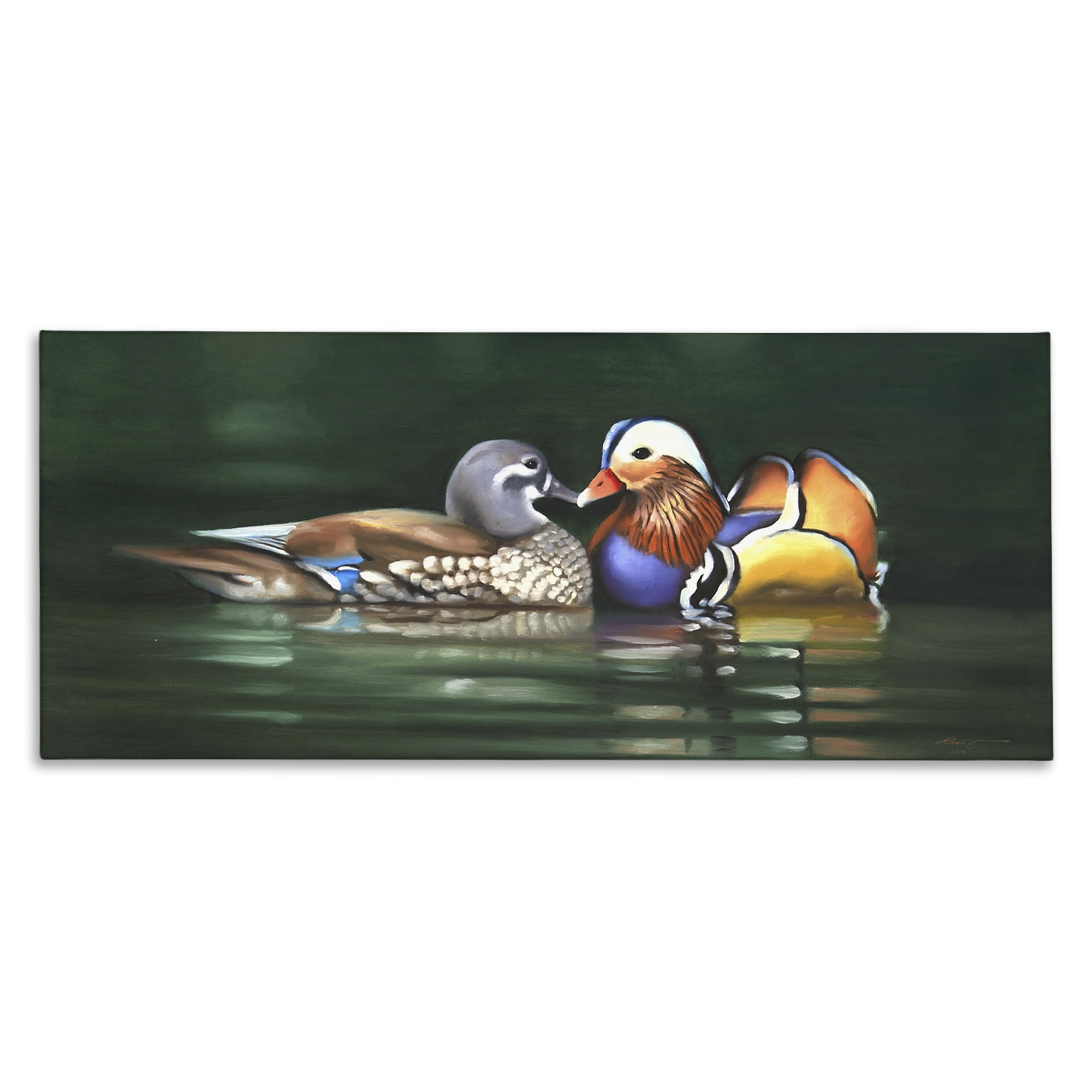 Stupell Industries Patterned Birds in Lake Animals & Insects Painting Gallery Wrapped Canvas Art Print Wall Art, 48 x 20