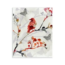 Stupell Industries Patterned Birds on Branches Landscape & Nature Painting Unframed Art Print Wall Art, 11 x 14