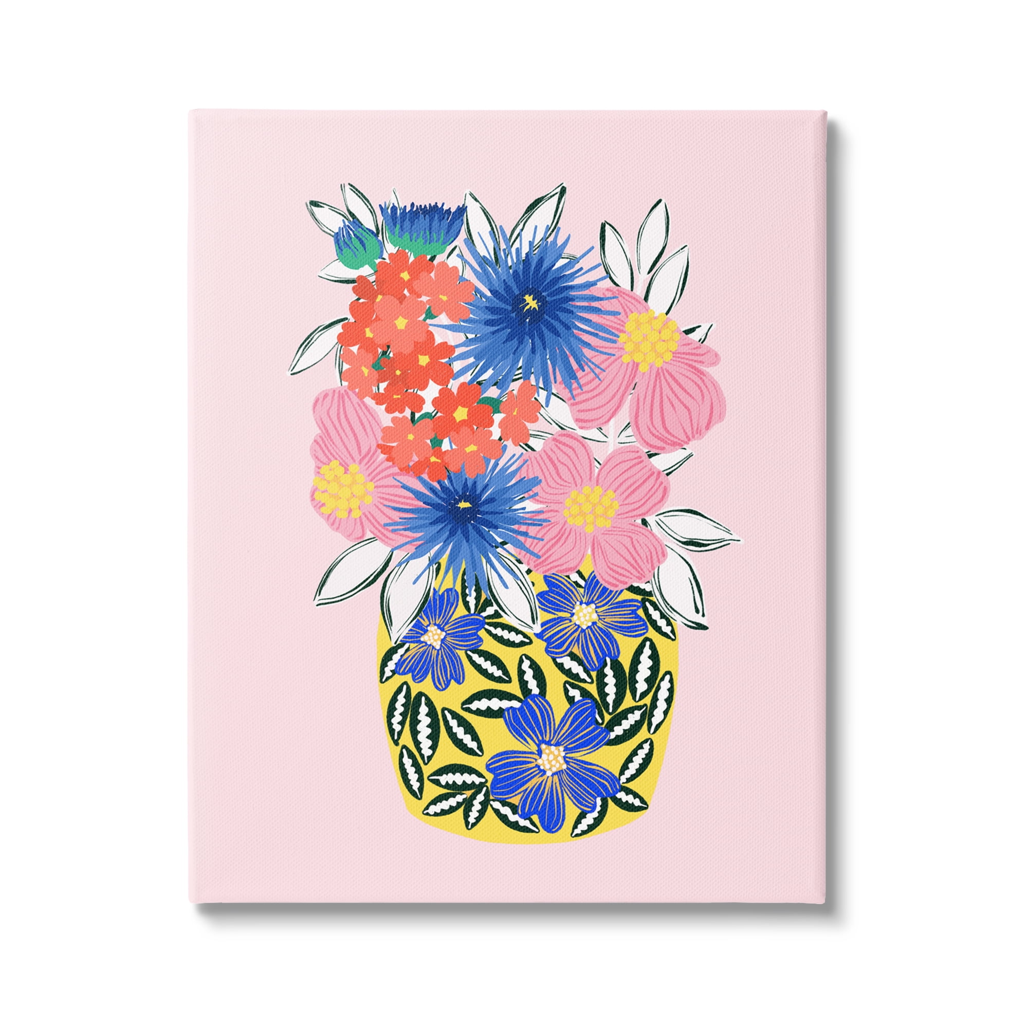 Stupell Industries Patterned Bouquet Vase Botanical & Floral Painting Gallery Wrapped Canvas Art Print Wall Art, 30 x 40